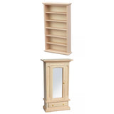 Maxbell 2 PCS Wood Miniature Wardrobe Mirror Closet for 1:12 Dollhouse Furniture Set