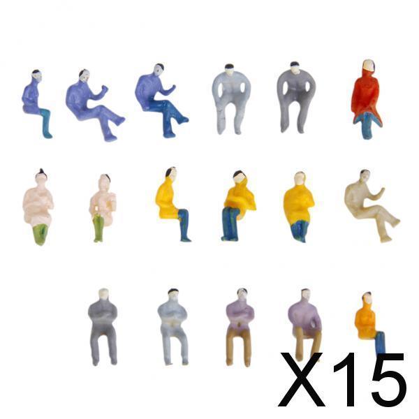 Maxbell 15x100x Painted Model Train Seated People Passengers Figures 1:100 TT Scale