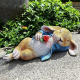 Sleeping Rabbit Statue Gift Animal Sculpture for Outdoor Indoor Desktop Lawn