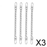 Maxbell 3x4Pieces Metal Flat Chain & Purse Strap Extender / Chain Strap Accessory Silver