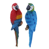Maxbell 2x Resin Parrot Bird Model Toy Animal Ornament Hanging Decor Red & Blue 31cm