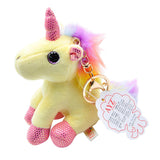Maxbell Unicorn Plush Stuffed Keychain Animal Handbag Keyring for Girls Gift Yellow