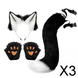 Maxbell 3xCat Costume Animal Cosplay Kitten Plush Ears Furry Fancy Dress up Black