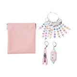 Maxbell Letter Stitch Markers with Scissors Locking Stitch Marker for Crochet Sewing Pink