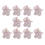 Maxbell 20x Wooden Pink Baby Carriage & Pony Embellishments Card Making Baby Shower