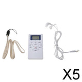 Maxbell 5xPortable Mini FM Pocket Radio with Digital LED Display with Earphone  white