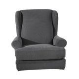 Maxbell 2 Set Stretch Wing Chair Cover Wingback Sofa Slipcover Sand Deep Grey