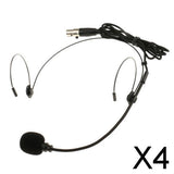 Maxbell 4xDouble Ear Hook Wired Headset Headworn Microphone Black XLR 3Pin