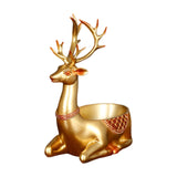 Cartoon Deer Statue Desk Storage Tray Cute for Living Room Bookshelf Bedroom Seated  Golden