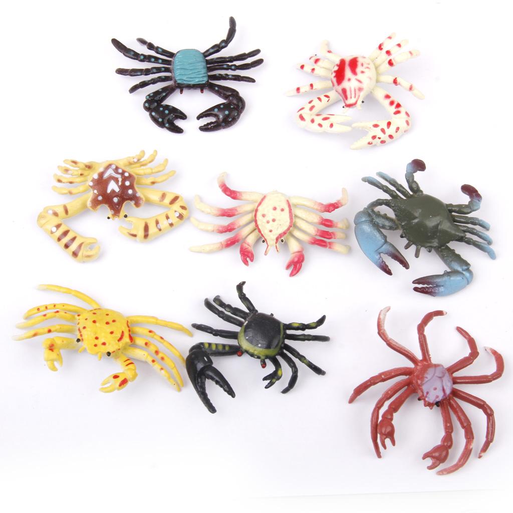 Maxbell Maxbell Plastic PVC Crab Model Kids Toy 8pcs Multi-color