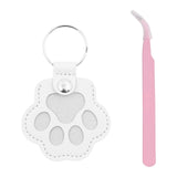 Maxbell Pet Hair Memorial Keychain Wallet PU Leather Hair Collector Portable Pendant White