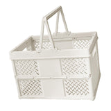 Maxbell Foldable Picnic Basket Medium Shopping Basket for Barbecue Household Outdoor White