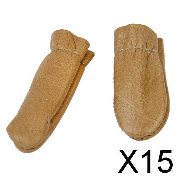 Maxbell 15x Leather Finger Cots Covers Sleeves for Fingers Protection