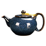 Maxbell Ceramic Teapot Traditional Tea Dispenser Tea Maker for Picnic Outdoor Hiking blue side handle