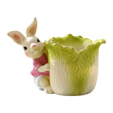 Maxbell Bunny Statue Flowerpot Vase Container Funny Animal Sculpture for Living Room Bunny Cabbage