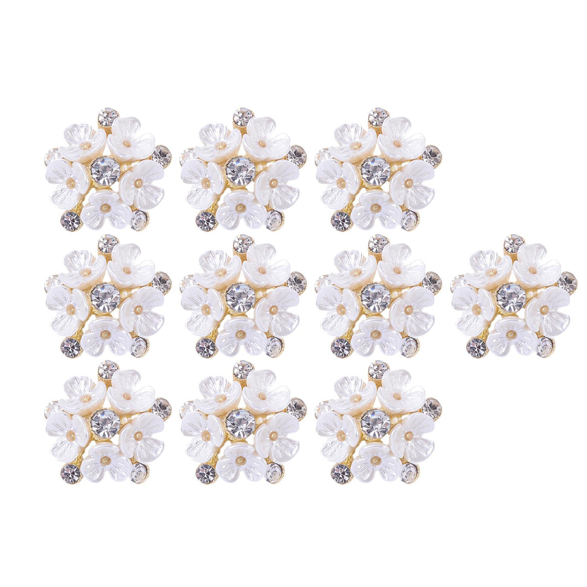 Maxbell 10 Pieces Flower Rhinestone Flatback Embellishments Wedding Shoes