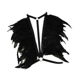 Maxbell Artificial Festival Feathers Harness Cosplay Bra for Photo Props Performance