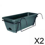 Maxbell 2xBalcony Railing Planter Ornament Window Box Planter for Farmhouse Deck Porch dark green