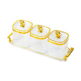 Maxbell Dried Fruit Plate Food Storage Box Wedding Nuts Plate for Home Party Holiday Transparent 3 Grids