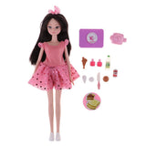 Maxbell 27cm Modern Girl Doll Playset 1/6 Kurhn Doll in Pink Dress DIY Kids Pretend Play Toy Children Companion Toy - Aladdin Shoppers