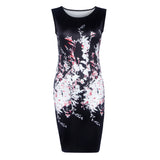 Maxbell Maxbell Sexy Women Hot O Neck Sleeveless Floral Print Slim Mini Summer Hip Dress XL