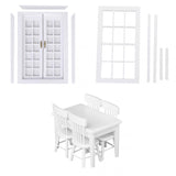 Maxbell Dolls House Miniature Wooden French Door & 12-pane Window & 5 Dining Table Chair
