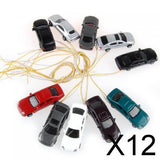 Maxbell 12x10Pcs Flaring Light Painted Model Cars w/ Wires Scale N (1 to 150) EC150-3