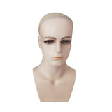 Maxbell Male Mannequin Head with Shoulders Scarves Wig Head Model Wig Display Stand Skin No Beard