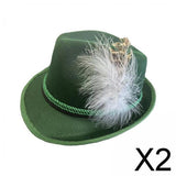 Maxbell 2xMens Fedora Hat Cosplay Casual Fashion Trilby Hat Feather Decorated Jazz Hat Style 2 Green
