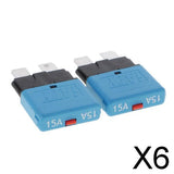 Maxbell 6x2 Piece Automatic 28V Marine Resettable Fuse Auto Circuit Breaker Blade 15A