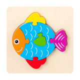 Maxbell Wooden Jigsaw Puzzle Stem Brain Teasers Puzzle Kindergarten Color Perception fish
