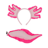 Maxbell Axolotl Headband and Tail Set Cute Axolotl Costume for Role Playing Festival Pink