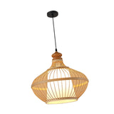 Maxbell Bamboo Woven Pendant Lamp Rustic Weave Ceiling Light for Kitchen Porch Hotel Style J