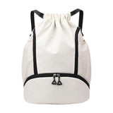 Maxbell Drawstring Backpack Basketball Lightweight Waterproof with Shoes Compartment White