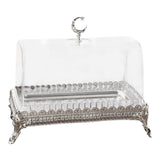 Maxbell Cake Stand with Acrylic Lid Butter Dish for Desserts Cakes Banquets Supplies Silver