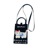 Maxbell Women Knitted Phone Bag Cute Cat Pattern Mini Handbag for Party Street Beach