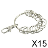 Maxbell 15xLarge Round Alloy Key Chain Keyring Holder Silver