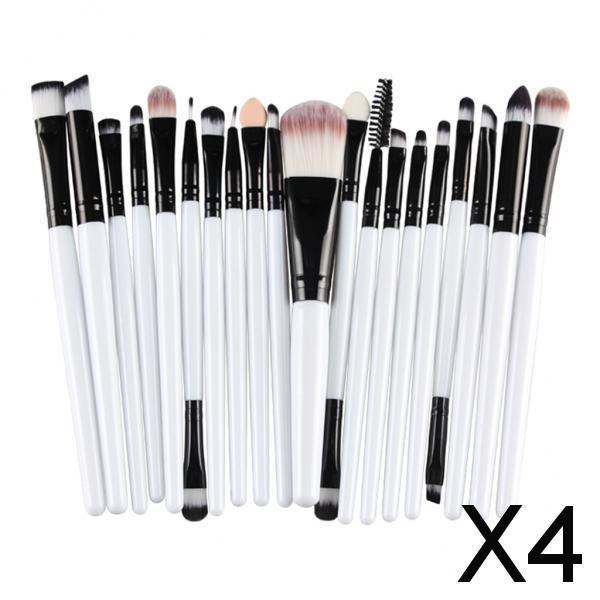 Maxbell 4x20 Pcs/Set Professional Make up Brush Set Beauty Cosmetic Tool White Black