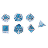 Maxbell Alloy Polyhedral Dice d4 d6 d8 d10 d12 d20 for MTG DND Toy Silver Light Blue - Aladdin Shoppers