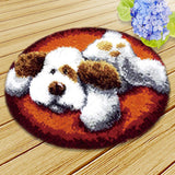 Latch Hook Rug Kits DIY Dog Craft Embroidery Cushion with Wood Crochet Hook