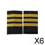 Maxbell 6xAirline Epaulets Traditional with Gold Stripes Officer Shoulder Boards three bars