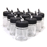 Maxbell 20pcs Mixed 22cc Glass Airbrush Bottle Pigment Jars Siphon Suction Feed Lid