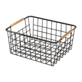 Maxbell Iron Storage Basket Multipurpose Metal Storage Bin for Cabinets Home Bedroom Black 28x17.5x12cm