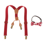 Maxbell Toddler Kids Suspenders and Bow Tie Set 4 Clips Y Back Elastic Brace Red