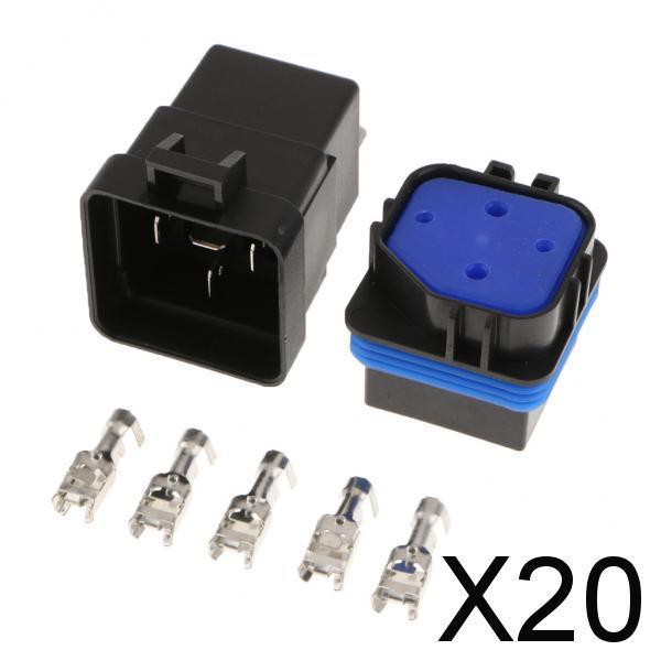 20x2Pcs 12V 40A Car Vehicle 4-Pin Waterproof Sealed Integrated Relay Socket Kit