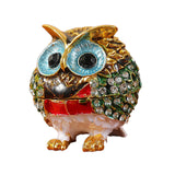 Owl Trinket Box Animal Ornament Jewelry Box for Bracelets Necklaces Pendants Gold Green