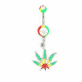 Maxbell Jamaican Flag Navel Ring Belly Bar Acrylic Stud Stainless Steel Rod - Aladdin Shoppers