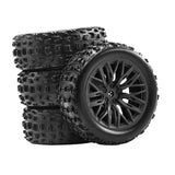 Maxbell 4x 1/18 RC Car Wheels and Tires Easy to Install High Performance Black