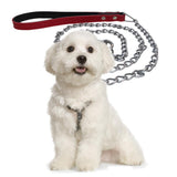 Maxbell Maxbell Pet Harness Dog Leather Iron Chain Safety Noctilucent Pet Supply Red