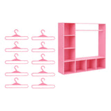 Maxbell Doll Clothes Closet Fashion Doll Accessories Display Box for Lovers Birthday Pink